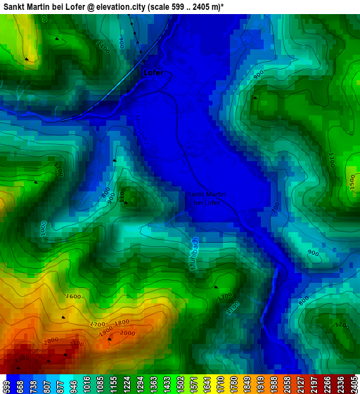 Sankt Martin bei Lofer elevation map