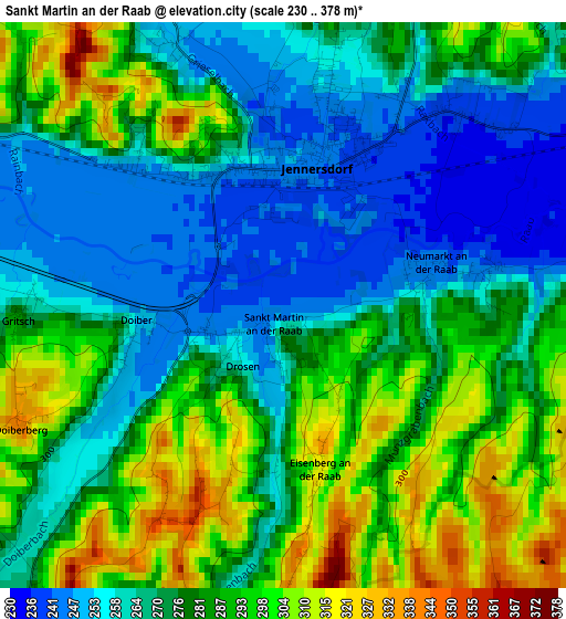 Sankt Martin an der Raab elevation map