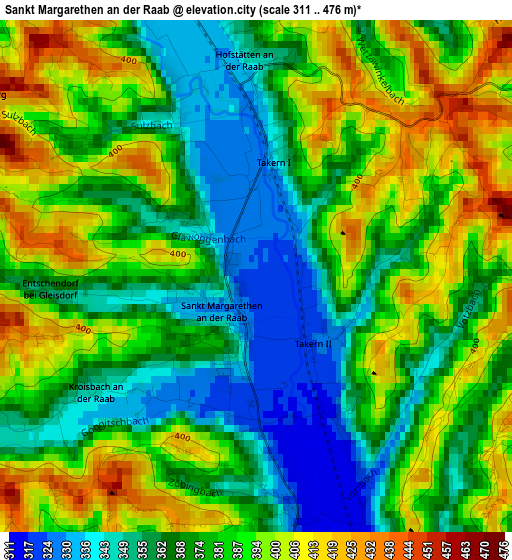 Sankt Margarethen an der Raab elevation map