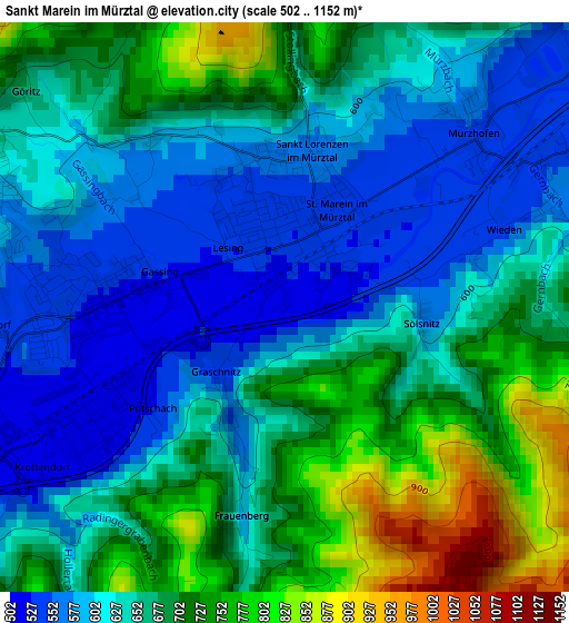 Sankt Marein im Mürztal elevation map