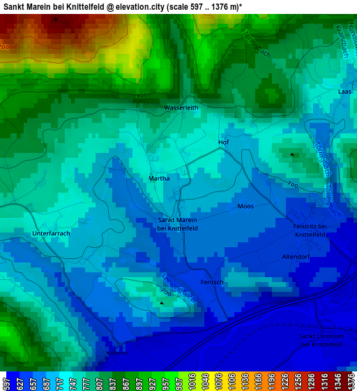 Sankt Marein bei Knittelfeld elevation map