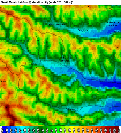 Sankt Marein bei Graz elevation map