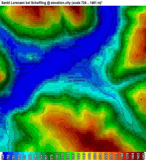 Sankt Lorenzen bei Scheifling elevation map