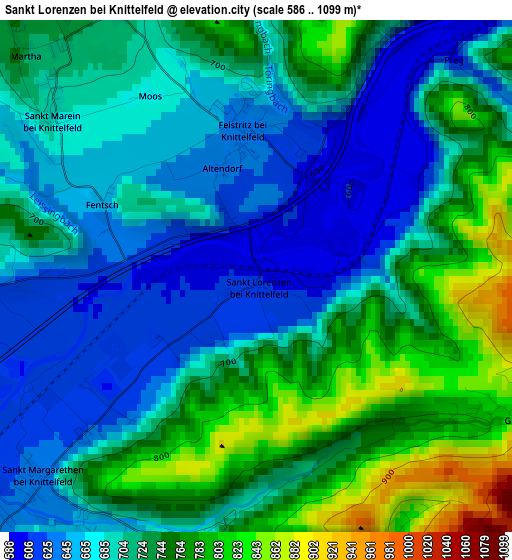 Sankt Lorenzen bei Knittelfeld elevation map