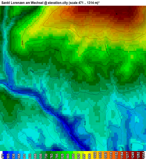 Sankt Lorenzen am Wechsel elevation map