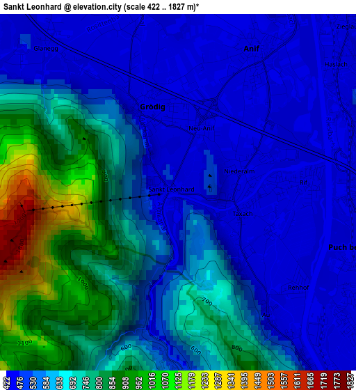 Sankt Leonhard elevation map