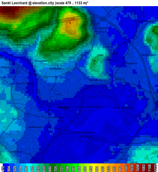 Sankt Leonhard elevation map