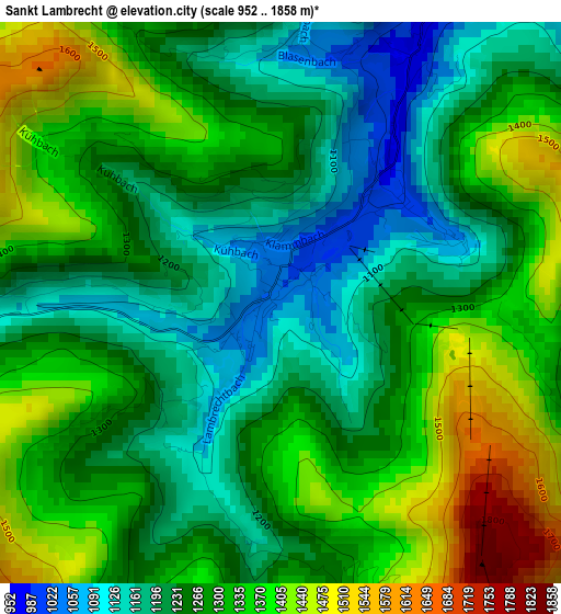 Sankt Lambrecht elevation map