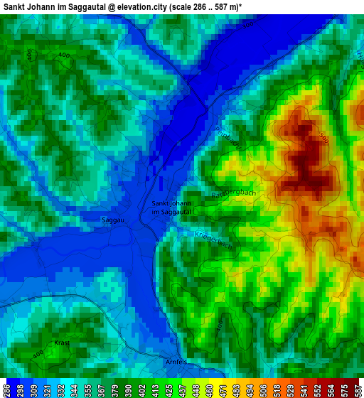 Sankt Johann im Saggautal elevation map