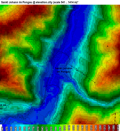Sankt Johann im Pongau elevation map