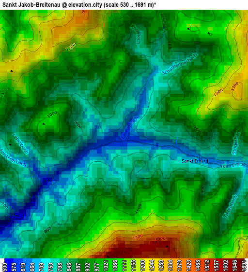 Sankt Jakob-Breitenau elevation map