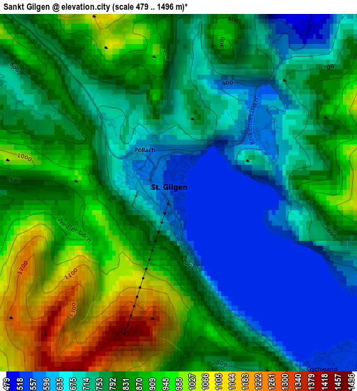 Sankt Gilgen elevation map