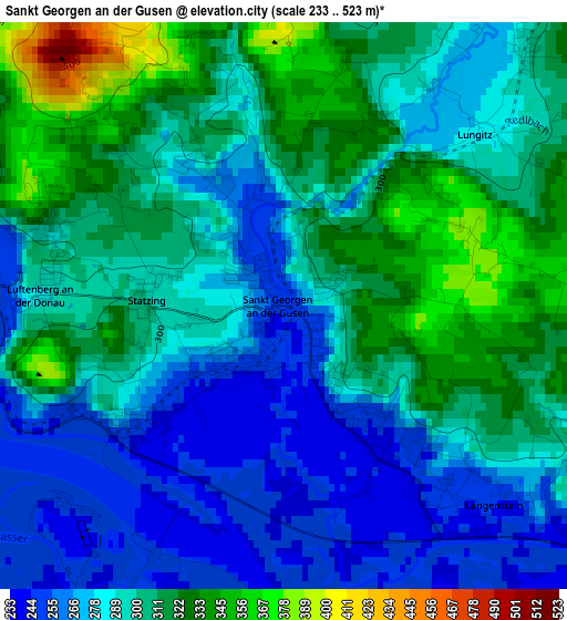 Sankt Georgen an der Gusen elevation map