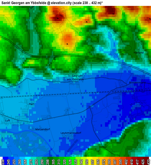 Sankt Georgen am Ybbsfelde elevation map