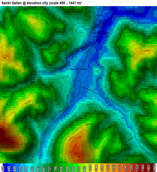 Sankt Gallen elevation map