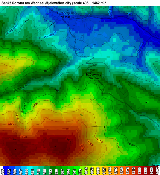 Sankt Corona am Wechsel elevation map
