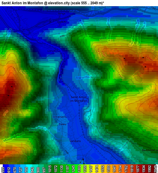 Sankt Anton im Montafon elevation map