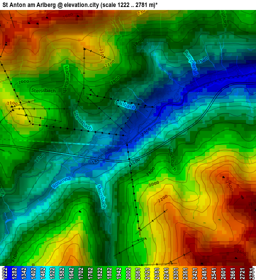 St Anton am Arlberg elevation map