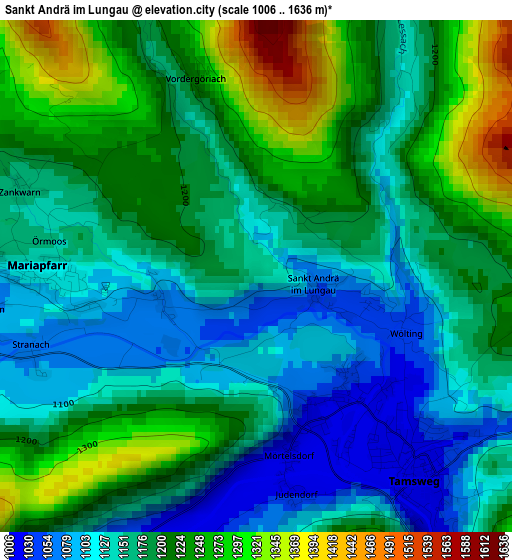 Sankt Andrä im Lungau elevation map