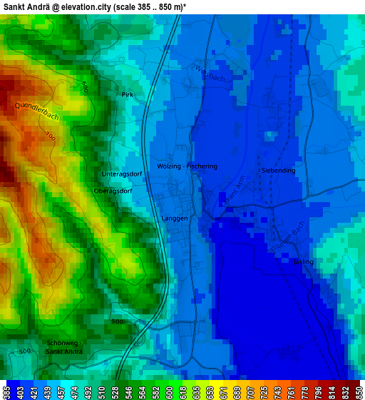 Sankt Andrä elevation map