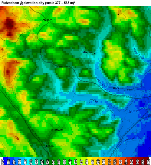 Rutzenham elevation map