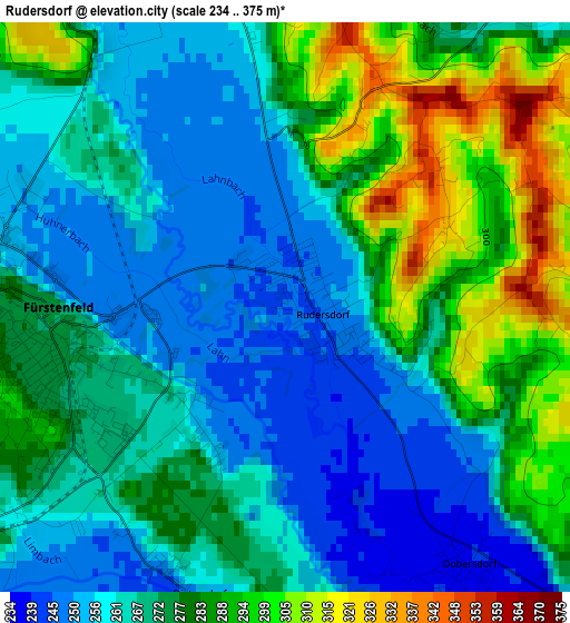 Rudersdorf elevation map