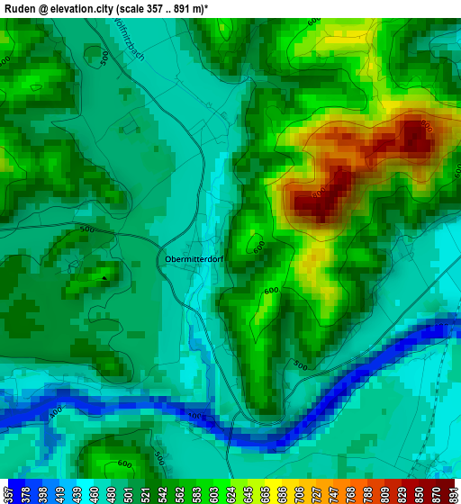 Ruden elevation map