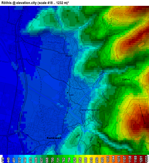 Röthis elevation map