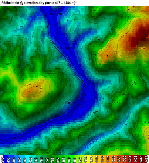 Röthelstein elevation map