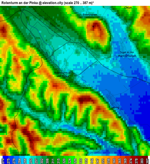 Rotenturm an der Pinka elevation map