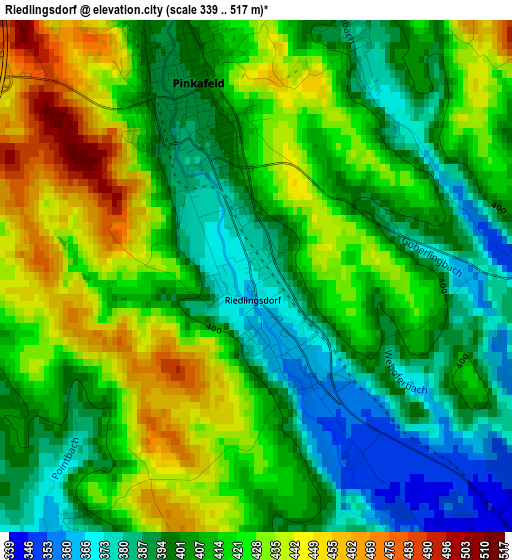 Riedlingsdorf elevation map