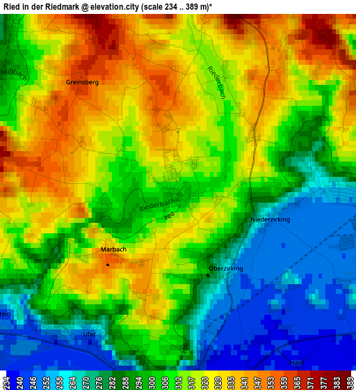 Ried in der Riedmark elevation map