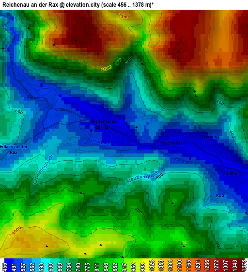 Reichenau an der Rax elevation map