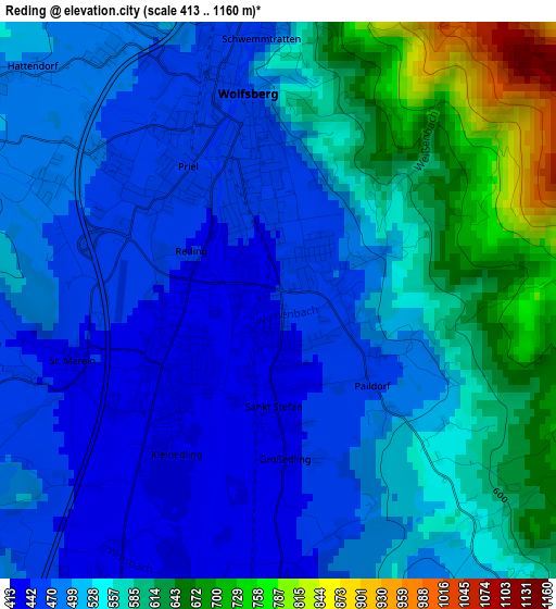 Reding elevation map