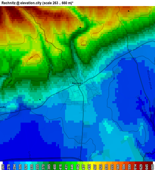 Rechnitz elevation map