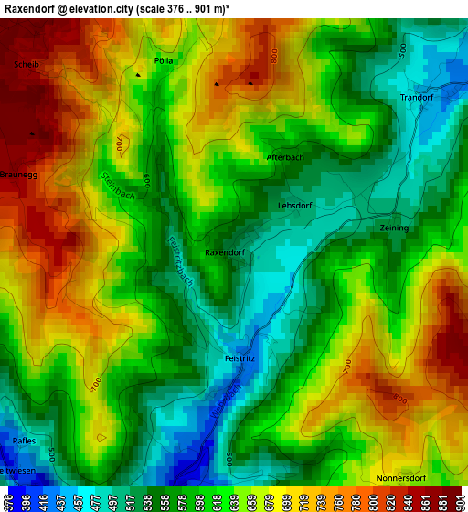 Raxendorf elevation map