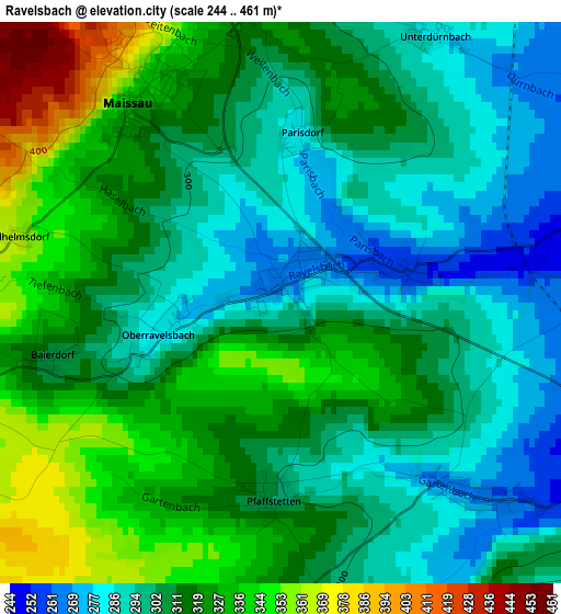 Ravelsbach elevation map