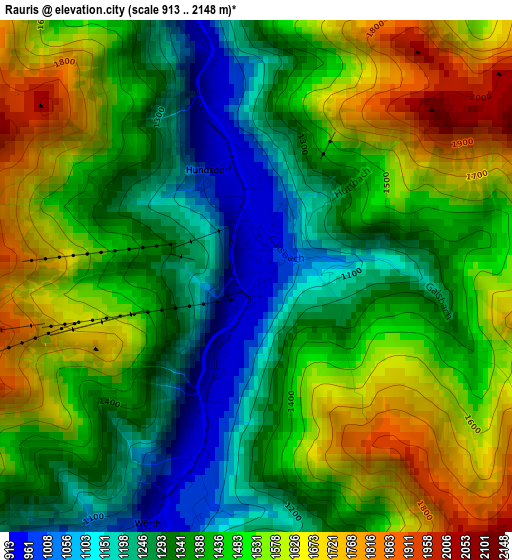 Rauris elevation map