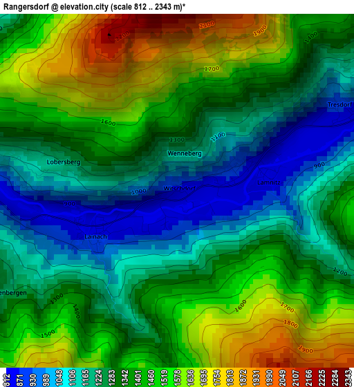 Rangersdorf elevation map