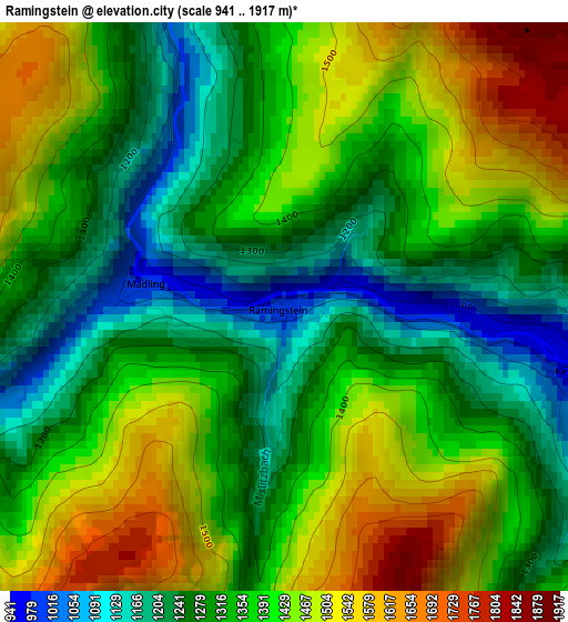 Ramingstein elevation map