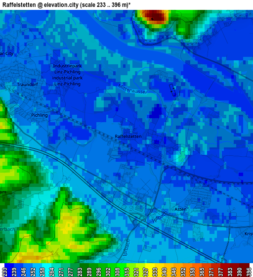 Raffelstetten elevation map