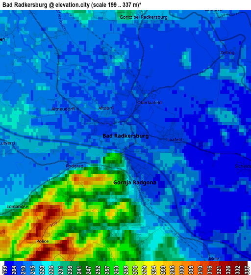 Bad Radkersburg elevation map