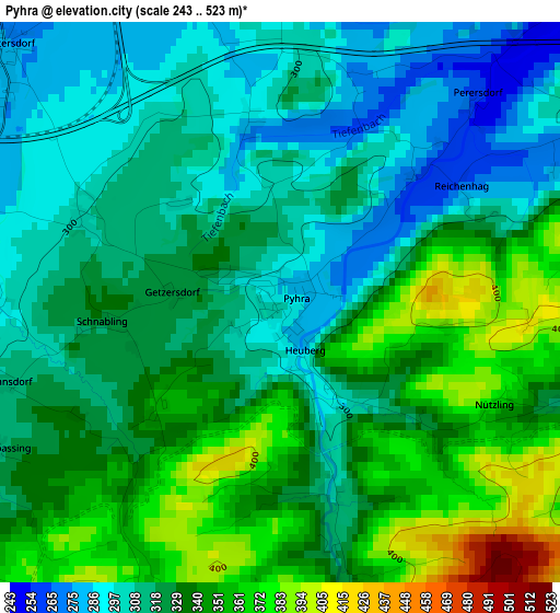 Pyhra elevation map