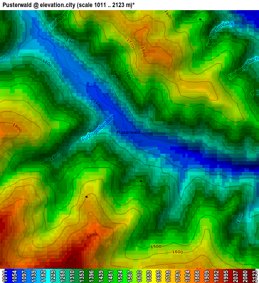 Pusterwald elevation map