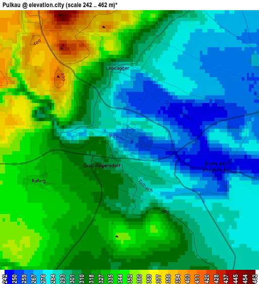 Pulkau elevation map