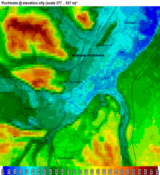 Puchheim elevation map