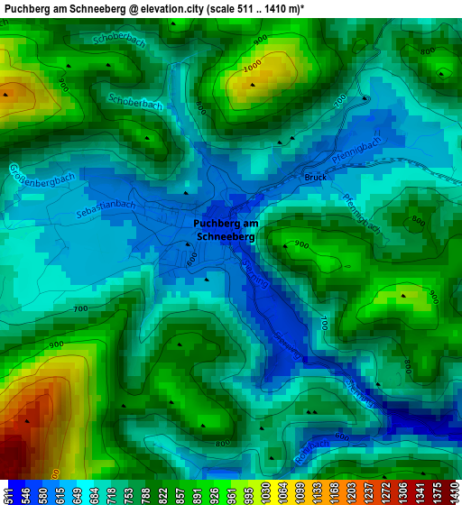 Puchberg am Schneeberg elevation map