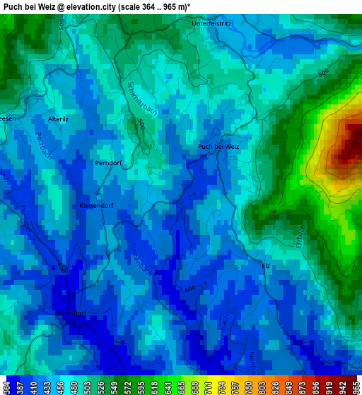 Puch bei Weiz elevation map