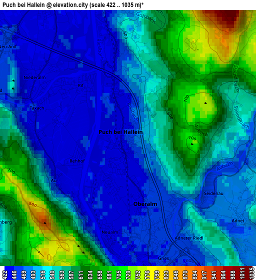 Puch bei Hallein elevation map