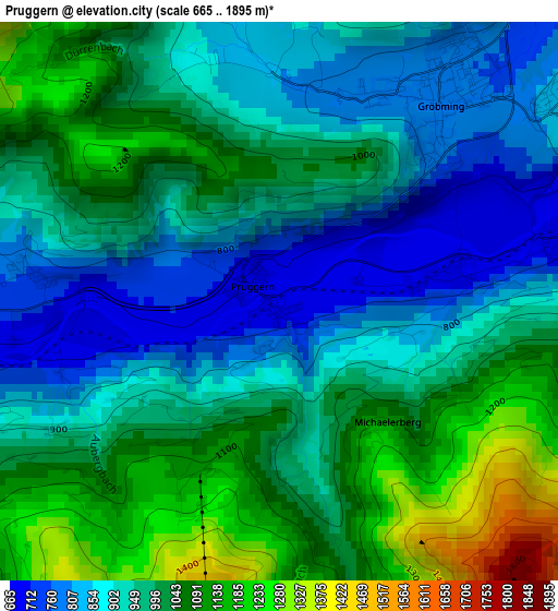 Pruggern elevation map